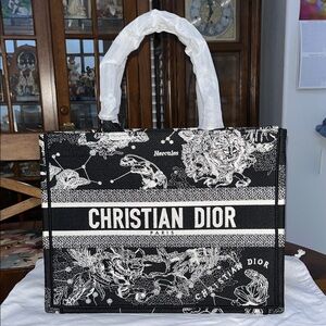 Source Unknown Black and White Embroidered Tote Bag!